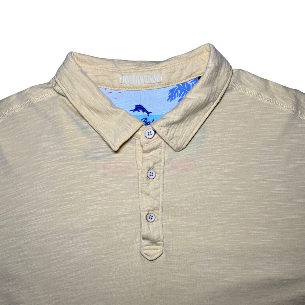 Tommy Bahama Yellow Polo Shirt Men Large Pima Cotton Short Sleeve
